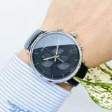  Shop Authentic Calvin Klein High Noon Chronograph Black Dial Black Leather Strap Watch for Men - K8M271C1 - Luxxuri