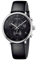  Shop Authentic Calvin Klein High Noon Chronograph Black Dial Black Leather Strap Watch for Men - K8M271C1 - Luxxuri