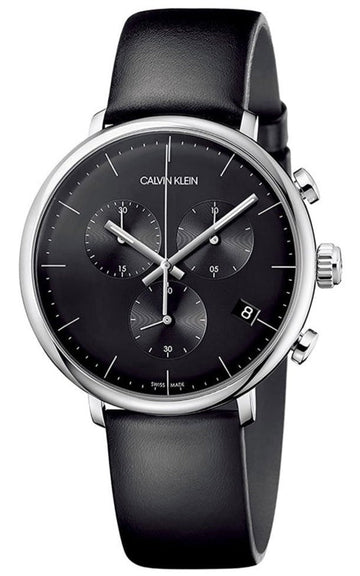  Shop Authentic Calvin Klein High Noon Chronograph Black Dial Black Leather Strap Watch for Men - K8M271C1 - Luxxuri
