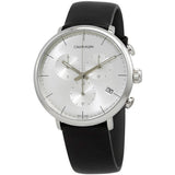  Shop Authentic Calvin Klein High Noon Chronograph White Dial Black Leather Strap Watch for Men - K8M271C6 - Luxxuri