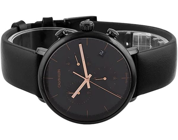 Shop Authentic Calvin Klein High Noon Black Dial Black Leather Strap Watch for Men - K8M274CB - Luxxuri