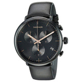  Shop Authentic Calvin Klein High Noon Black Dial Black Leather Strap Watch for Men - K8M274CB - Luxxuri