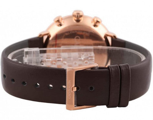  Shop Authentic Calvin Klein High Noon Silver Dial Brown Leather Strap Watch for Men - K8M276G6 - Luxxuri