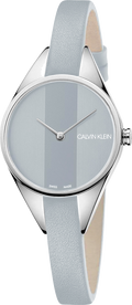  Shop Authentic Calvin Klein Rebel Grey Dial Grey Leather Strap Watch for Women - K8P231Q4 - Luxxuri