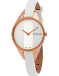  Shop Authentic Calvin Klein Rebel White Grey Dial White Leather Strap Watch for Women - K8P236L6 - Luxxuri