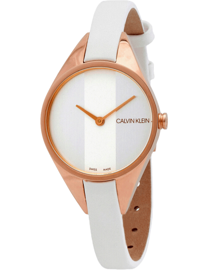  Shop Authentic Calvin Klein Rebel White Grey Dial White Leather Strap Watch for Women - K8P236L6 - Luxxuri