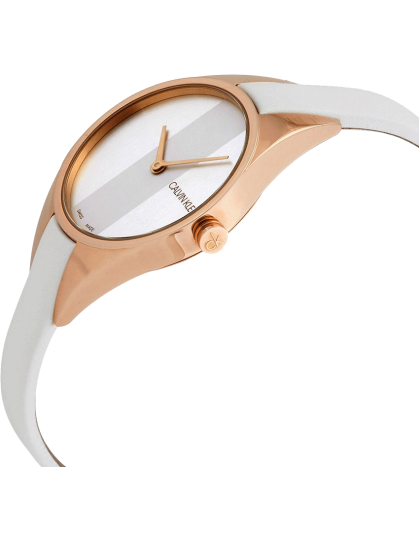  Shop Authentic Calvin Klein Rebel White Grey Dial White Leather Strap Watch for Women - K8P236L6 - Luxxuri