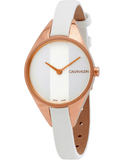  Shop Authentic Calvin Klein Rebel White Grey Dial White Leather Strap Watch for Women - K8P236L6 - Luxxuri