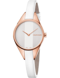  Shop Authentic Calvin Klein Rebel White Grey Dial White Leather Strap Watch for Women - K8P236L6 - Luxxuri
