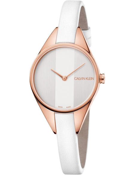  Shop Authentic Calvin Klein Rebel White Grey Dial White Leather Strap Watch for Women - K8P236L6 - Luxxuri