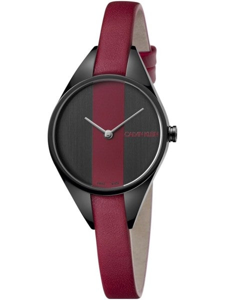  Shop Authentic Calvin Klein Rebel Red Black Dial Red Leather Strap Watch for Women - K8P237U1 - Luxxuri