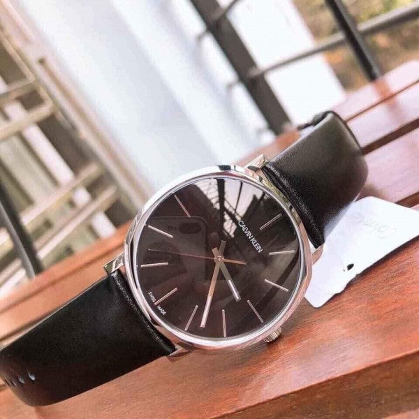  Shop Authentic Calvin Klein Posh Black Dial Black Leather Strap Watch for Men - K8Q311C1 - Luxxuri