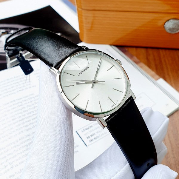  Shop Authentic Calvin Klein Posh Silver Dial Black Leather Strap Watch for Men - K8Q311C6 - Luxxuri