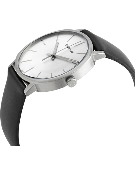  Shop Authentic Calvin Klein Posh Silver Dial Black Leather Strap Watch for Men - K8Q311C6 - Luxxuri