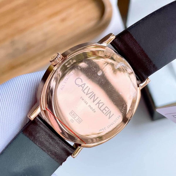  Shop Authentic Calvin Klein Posh Silver Dial Brown Leather Strap Watch for Men - K8Q316G6 - Luxxuri