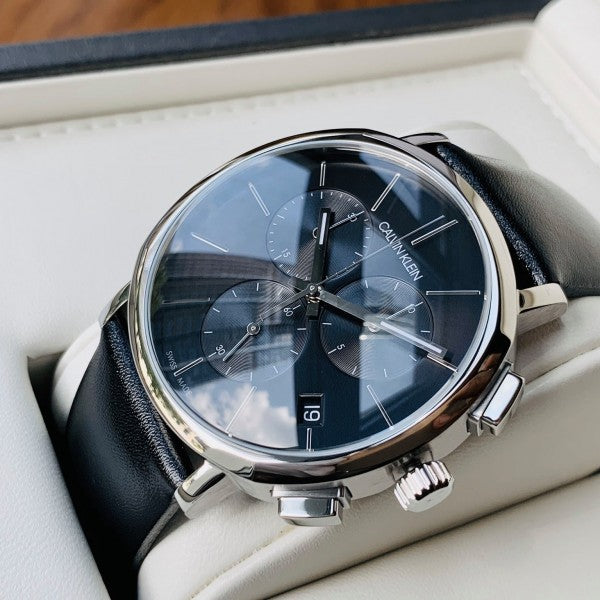  Shop Authentic Calvin Klein Posh Black Dial Black Leather Strap Watch for Men - K8Q371C1 - Luxxuri