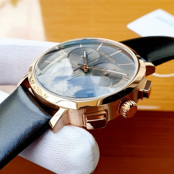  Shop Authentic Calvin Klein Posh Grey Dial Black Leather Strap Watch for Men - K8Q376C3 - Luxxuri