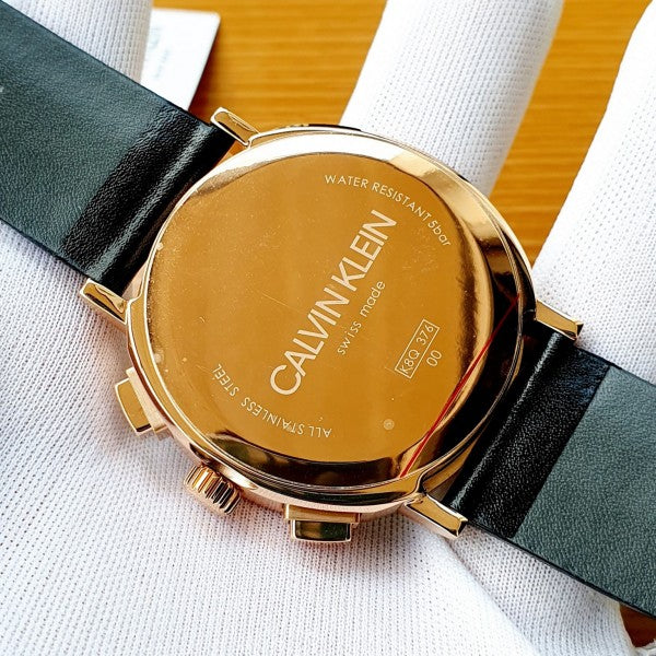  Shop Authentic Calvin Klein Posh Grey Dial Black Leather Strap Watch for Men - K8Q376C3 - Luxxuri