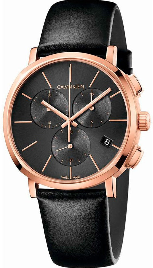  Shop Authentic Calvin Klein Posh Grey Dial Black Leather Strap Watch for Men - K8Q376C3 - Luxxuri