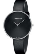  Shop Authentic Calvin Klein Full Moon Black Dial Black Leather Strap Watch for Women - K8Y231C1 - Luxxuri