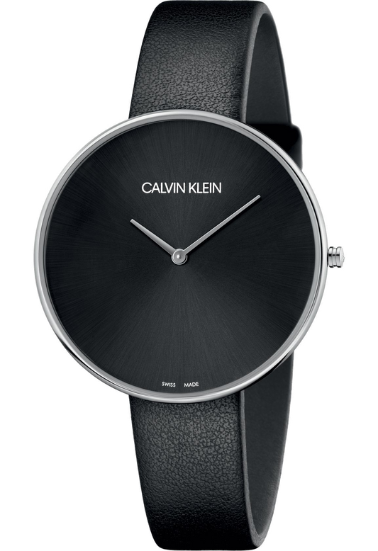  Shop Authentic Calvin Klein Full Moon Black Dial Black Leather Strap Watch for Women - K8Y231C1 - Luxxuri