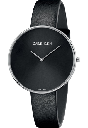  Shop Authentic Calvin Klein Full Moon Black Dial Black Leather Strap Watch for Women - K8Y231C1 - Luxxuri