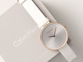 Shop Authentic Calvin Klein Full Moon White Dial White Leather Strap Watch for Women - K8Y236L6 - Luxxuri