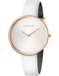 Shop Authentic Calvin Klein Full Moon White Dial White Leather Strap Watch for Women - K8Y236L6 - Luxxuri