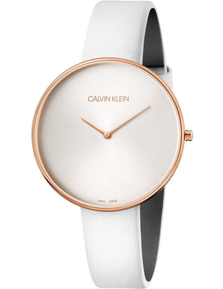  Shop Authentic Calvin Klein Full Moon White Dial White Leather Strap Watch for Women - K8Y236L6 - Luxxuri