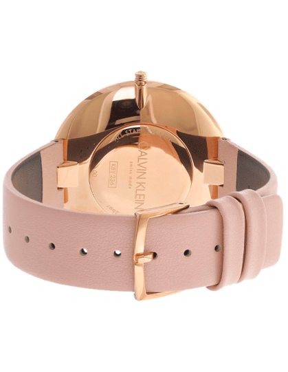 Calvin Klein Full Moon Silver Dial Pink Leather Stap Watch for Women - K8Y236Z6