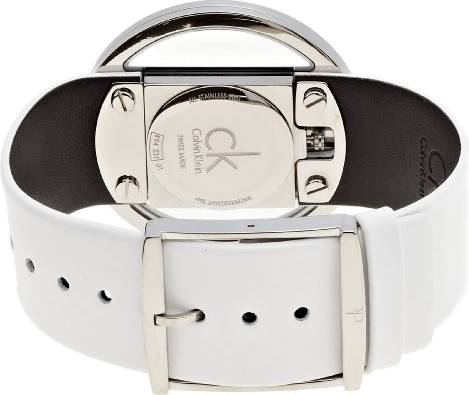  Shop Authentic Calvin Klein Glam Transparent Dial White Leather Strap Watch for Women - K9423101 - Luxxuri
