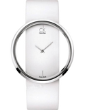  Shop Authentic Calvin Klein Glam Transparent Dial White Leather Strap Watch for Women - K9423101 - Luxxuri
