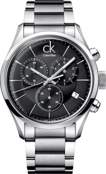  Shop Authentic Calvin Klein Masculine Chronograph Black Dial Silver Steel Strap Watch for Men - K2H27104 - Luxxuri