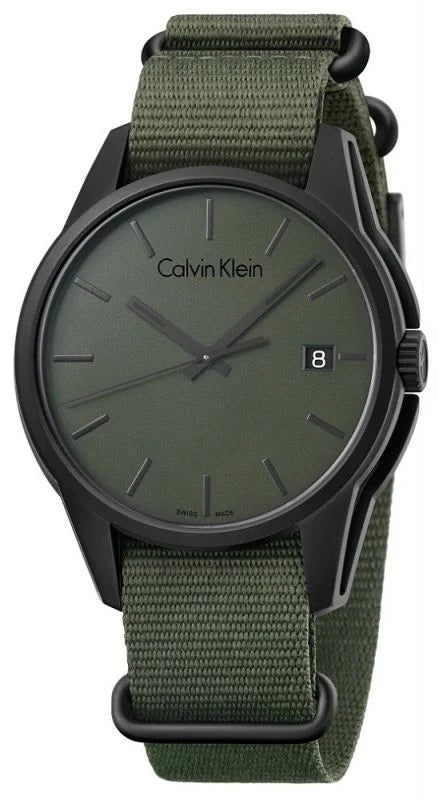  Shop Authentic Calvin Klein Tone Green Dial Green NATO Strap Watch for Men - K7K514WL - Luxxuri