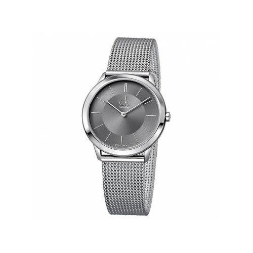  Shop Authentic Calvin Klein Minimal Grey Dial Silver Mesh Bracelet Watch for Men - K3M22124 - Luxxuri