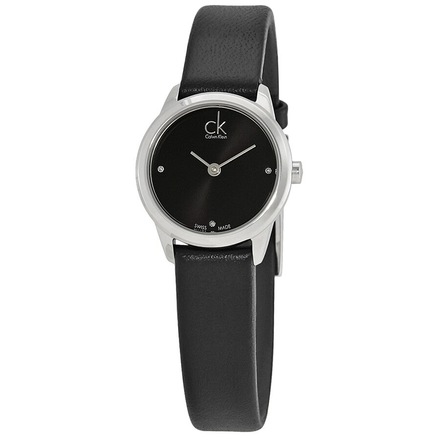  Shop Authentic Calvin Klein Minimal Black Dial Black Leather Strap Watch for Women - K3M231CS - Luxxuri