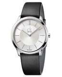  Shop Authentic Calvin Klein Minimalist White Dial Black Leather Strap Watch for Men - K3M211C6 - Luxxuri