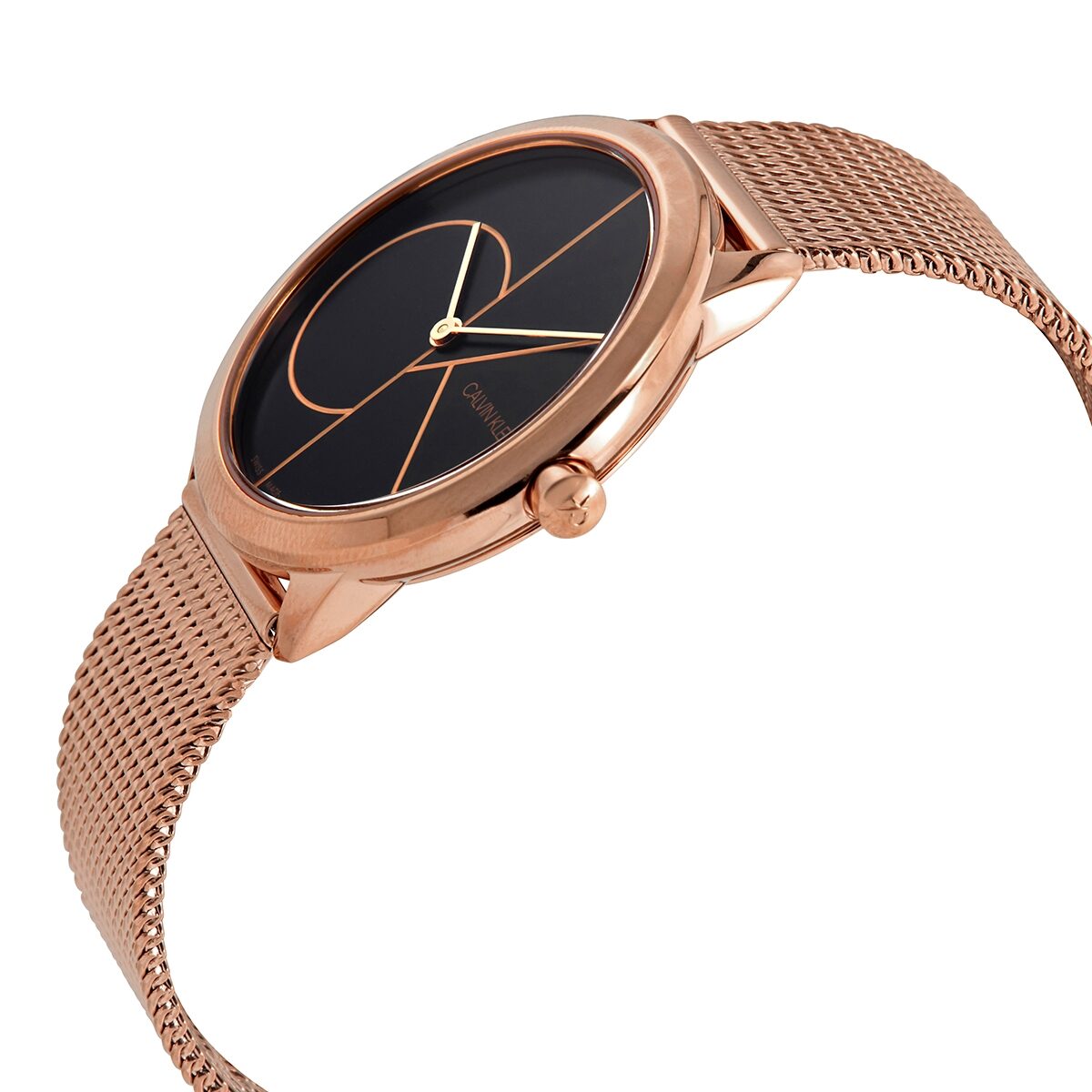  Shop Authentic Calvin Klein Minimal Black Dial Rose Gold Mesh Bracelet Watch for Men - K3M22621 - Luxxuri
