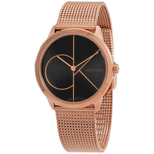  Shop Authentic Calvin Klein Minimal Black Dial Rose Gold Mesh Bracelet Watch for Men - K3M22621 - Luxxuri