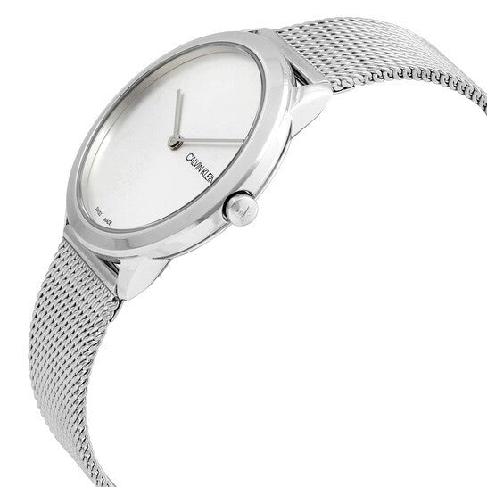  Shop Authentic Calvin Klein Minimal SIlver Dial Silver Mesh Bracelet Watch for Women - K3M221Y6 - Luxxuri