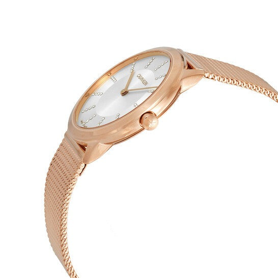  Shop Authentic Calvin Klein Minimal White Dial Rose Gold Mesh Bracelet Watch for Women - K3M22Y2X - Luxxuri