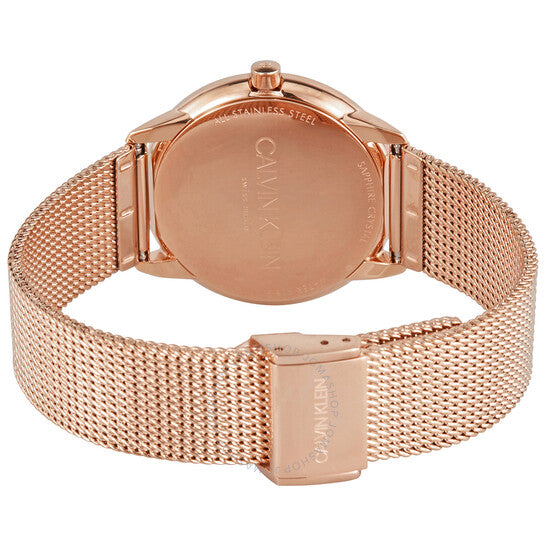  Shop Authentic Calvin Klein Minimal White Dial Rose Gold Mesh Bracelet Watch for Women - K3M22Y2X - Luxxuri