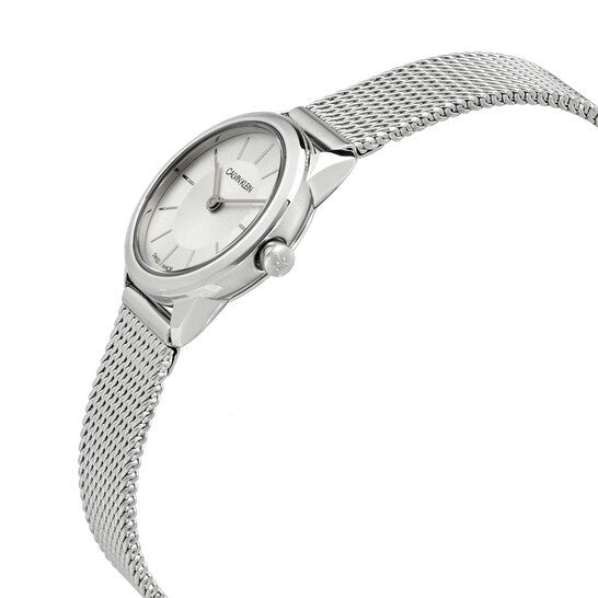  Shop Authentic Calvin Klein Minimal White Dial Silver Mesh Bracelet Watch for Women - K3M23126 - Luxxuri