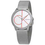  Shop Authentic Calvin Klein Minimal White Dial Silver Mesh Bracelet Watch for Women - K3M52152 - Luxxuri