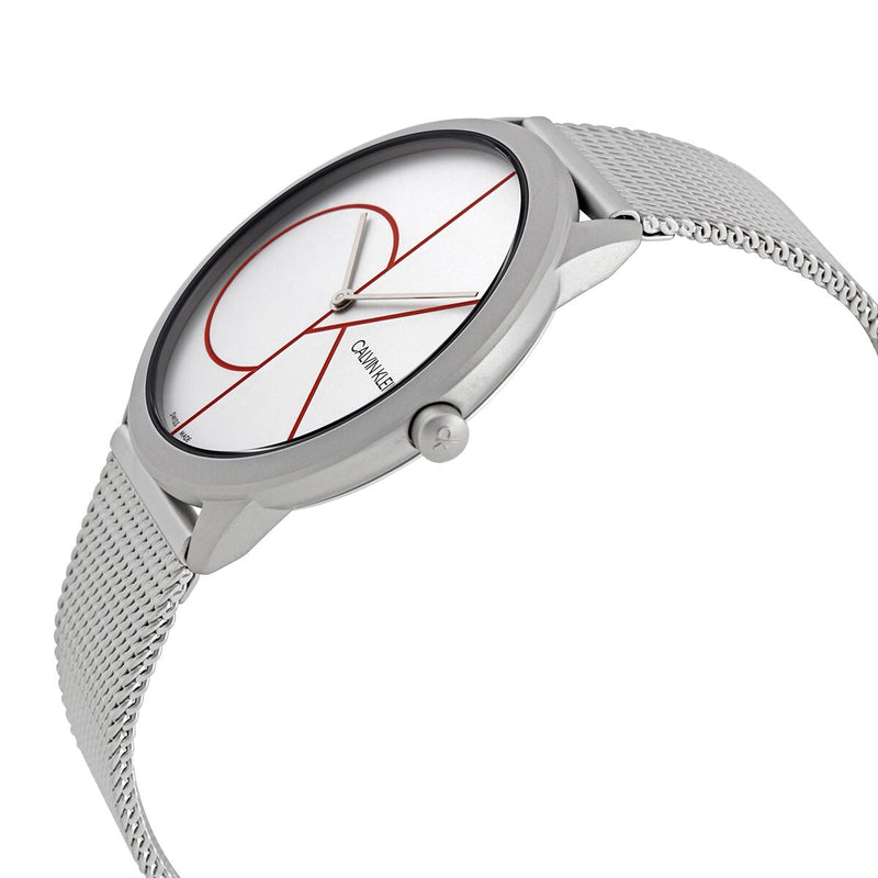  Shop Authentic Calvin Klein Minimal White Dial Silver Mesh Bracelet Watch for Men - K3M51152 - Luxxuri