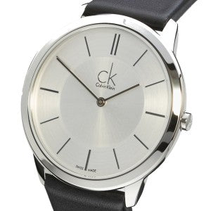  Shop Authentic Calvin Klein Minimalist White Dial Black Leather Strap Watch for Men - K3M211C6 - Luxxuri