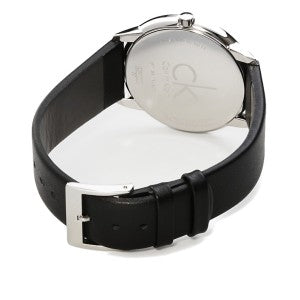  Shop Authentic Calvin Klein Minimalist White Dial Black Leather Strap Watch for Men - K3M211C6 - Luxxuri