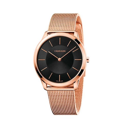  Shop Authentic Calvin Klein Minimal Black Dial Rose Gold Mesh Bracelet Watch for Men - K3M2162Y - Luxxuri