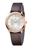  Shop Authentic Calvin Klein Minimal White Dial Brown Leather Strap Watch for Men - K3M216G6 - Luxxuri