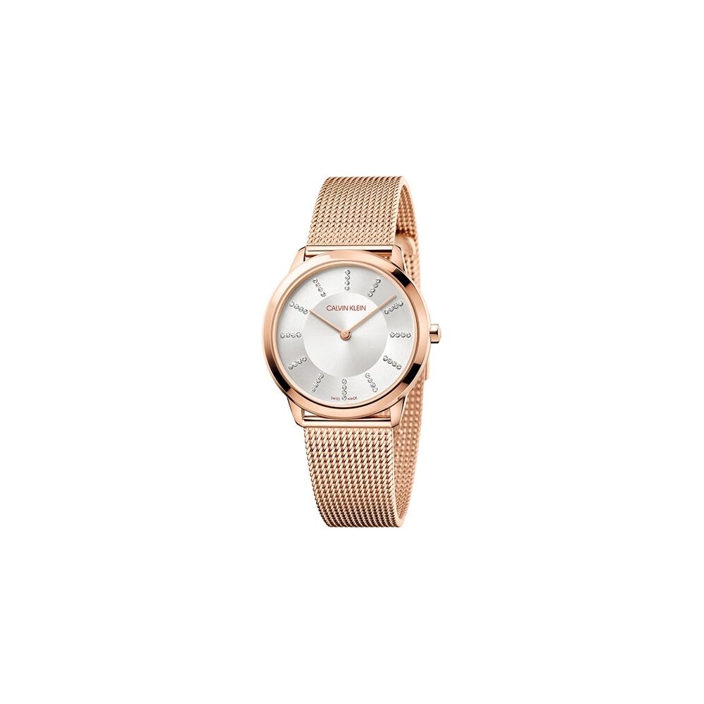  Shop Authentic Calvin Klein Minimal White Dial Rose Gold Mesh Bracelet Watch for Women - K3M22Y2X - Luxxuri